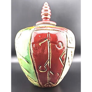 Abstract Art Pottery Vase – Glazed & Etched Primitive Design | Textured Ceramic